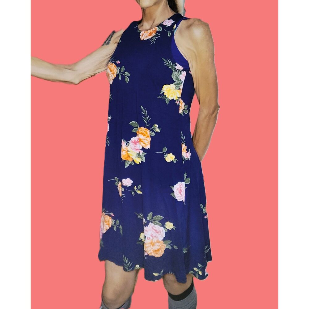 Old Navy ~ Boho Blue Floral Flowy Mini Dress ~ Size XS ~ Stretchy!